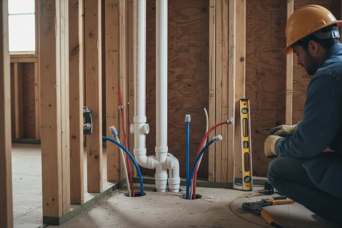 Drain and supply rough-in during Leak Detection in Ross
